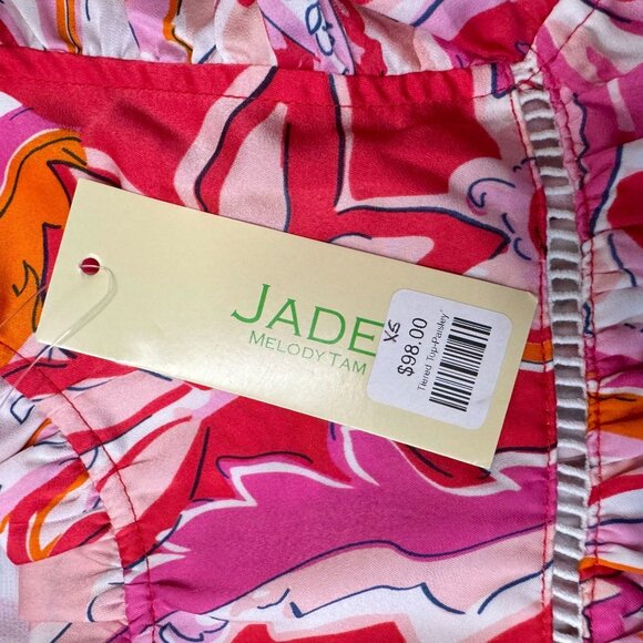 JADE MELODY TAM NWT Womens XS Crimson Paisley Ruffle Cap Sleeve Pullover - Picture 3 of 10